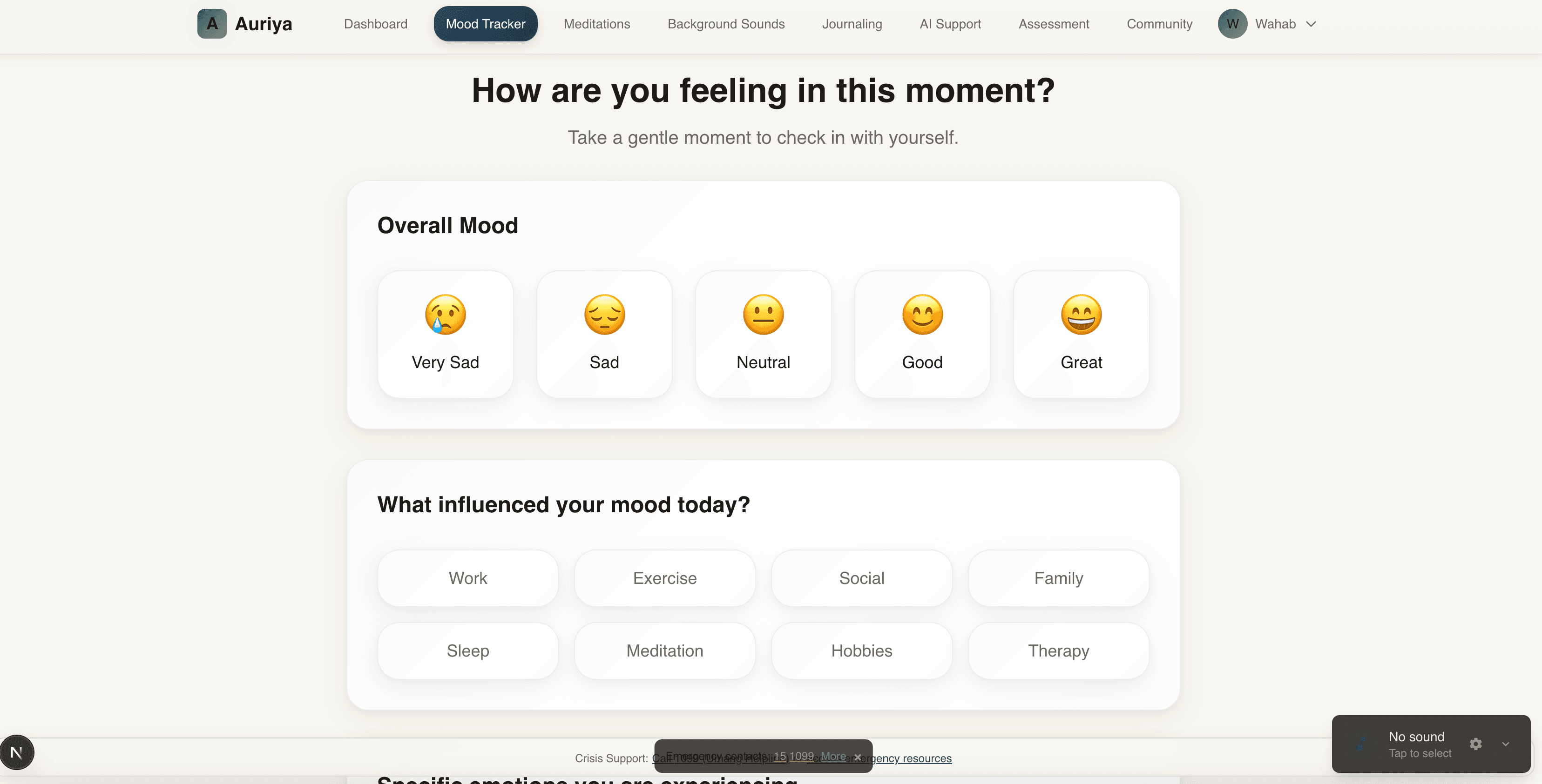 Auriya AI companion providing compassionate, real-time support