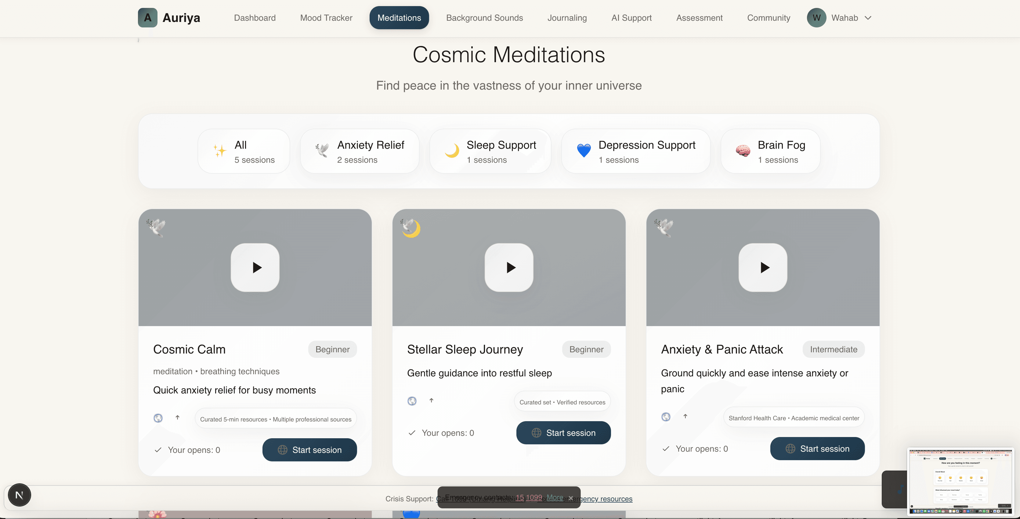 Auriya mood tracking and insights dashboard